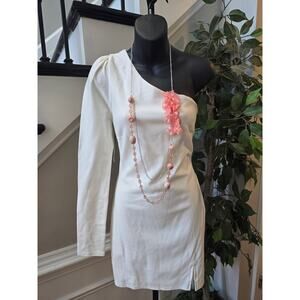 Anna Grace One Shoulder Dress Women's Size Large White Long Sleeve Formal